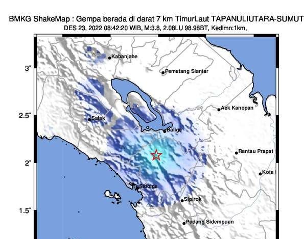 Gempa M3,8 Guncang Taput, Begini Penjelasan BMKG