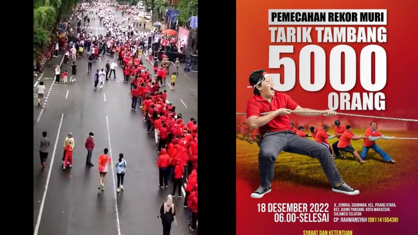 Tarik Tambang Pecahkan Rekor MURI di Makassar Tewaskan 1 Orang dan 3 Luka-luka