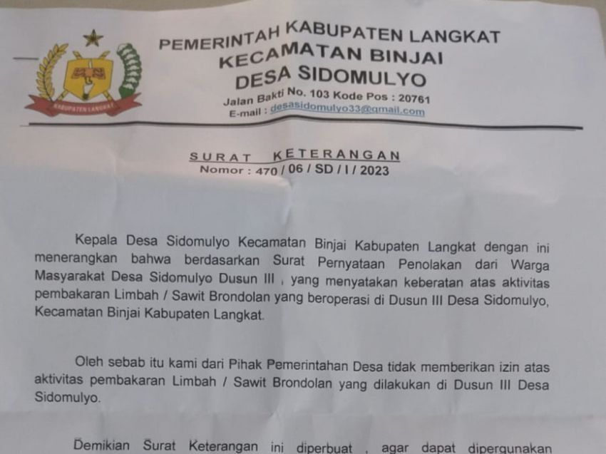 Minta Hentikan Operasional Pabrik Pembakaran Limbah Belendit Sawit, Warga Diduga Dapatkan Intimidasi