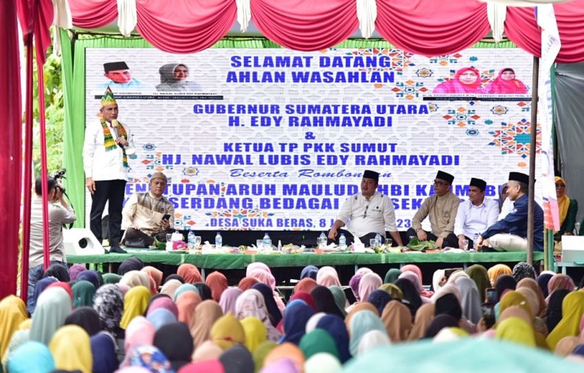 Hadiri Maulid Nabi, Edy Rahmayadi Minta Siapkan Lahan untuk SMK di Desa Suka Beras