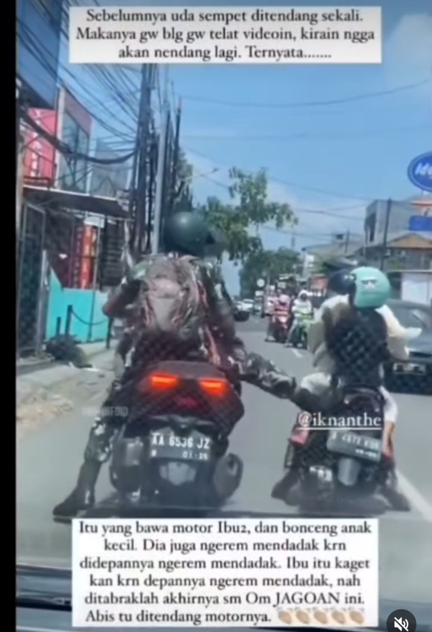 Video Diduga Anggota TNI Tendang Ibu dan Anak Saat Kendarai Motor di Jalan Viral