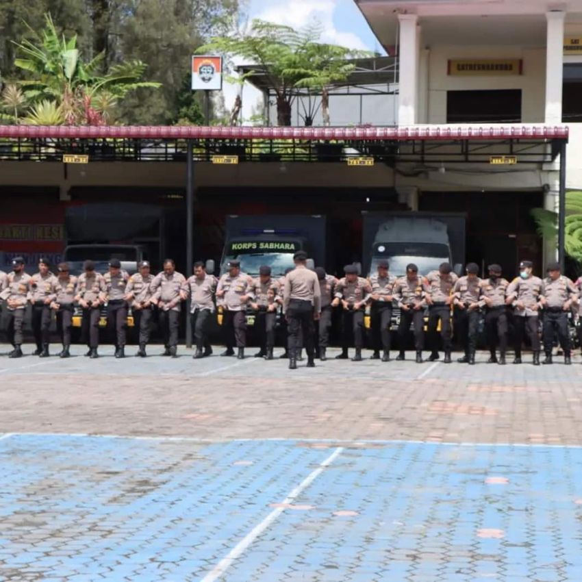 Polres Tanah Karo Rutinkan Latihan Dalmas Menjelang Pemilu 2024