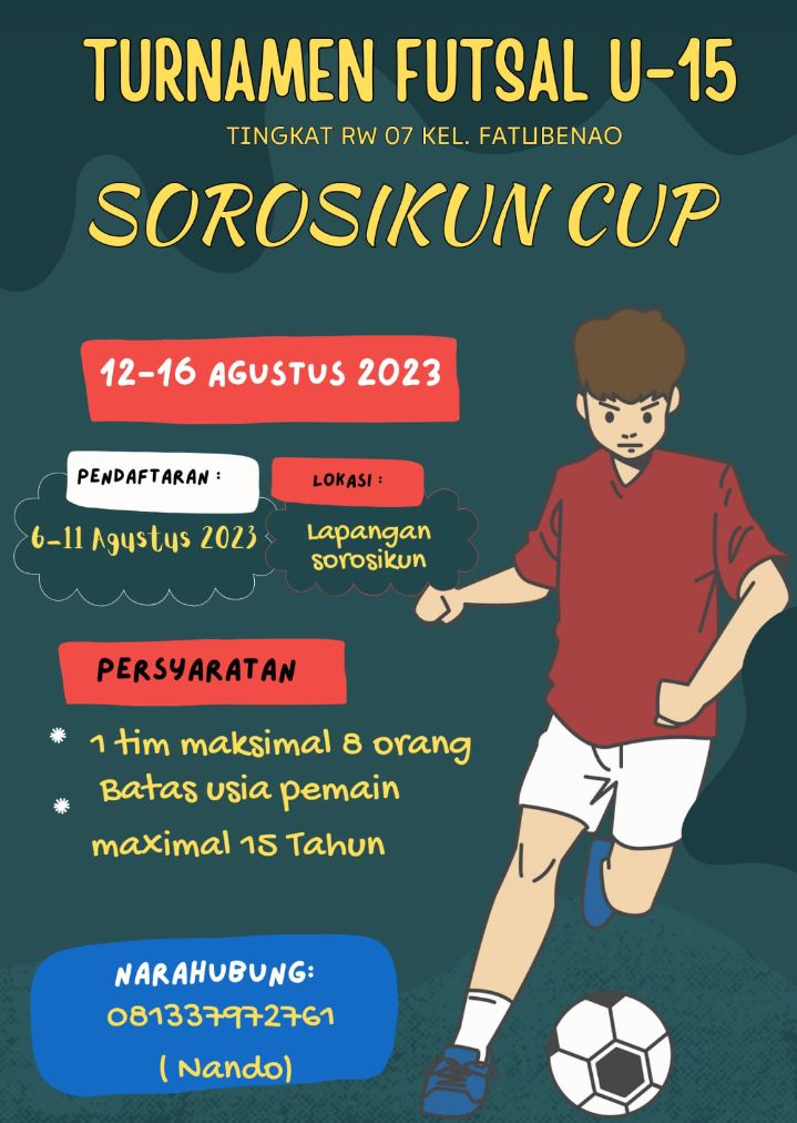 Jelang HUT RI, Pemuda Sorosikun Buka Turnamen Futsal U-15