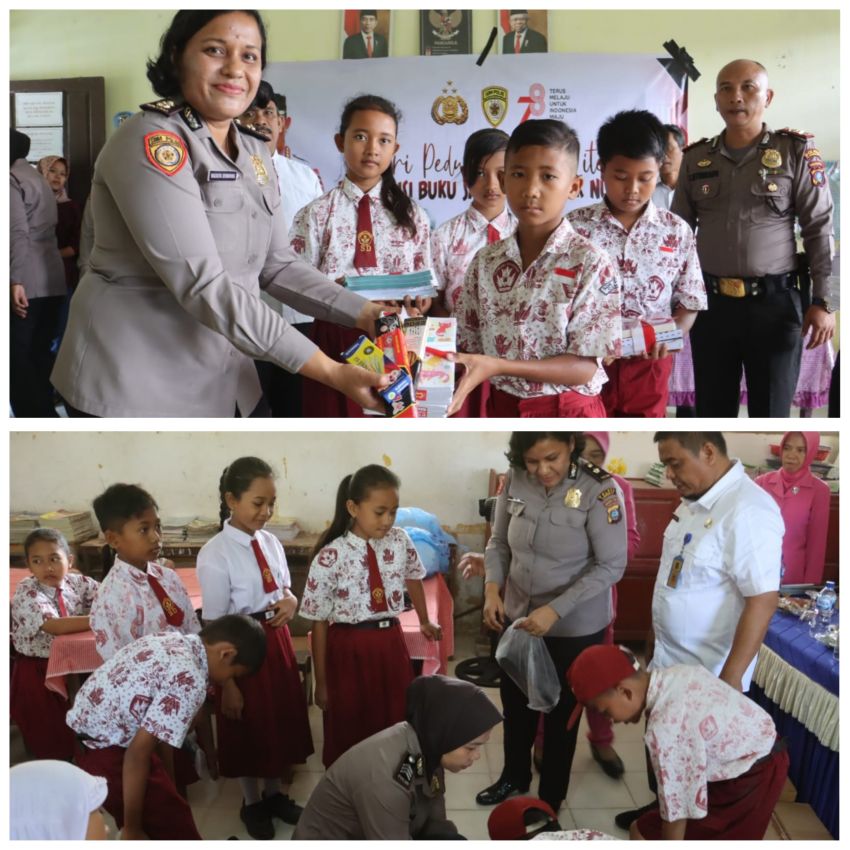 Peduli Literasi, Polres Langkat Bagikan Buku ke Sekolah di Kecamatan Hinai