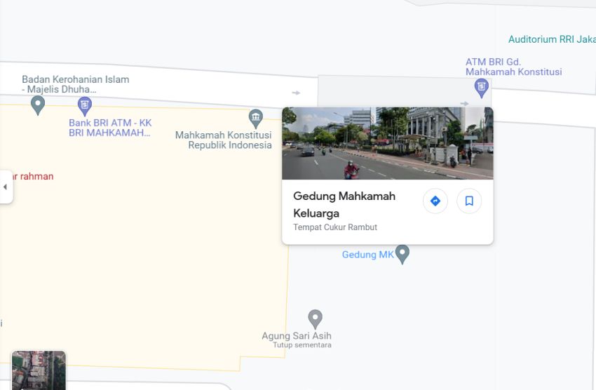 MK Jadi Mahkamah Keluarga di Google Maps, Kerjaan Siapa Nih?