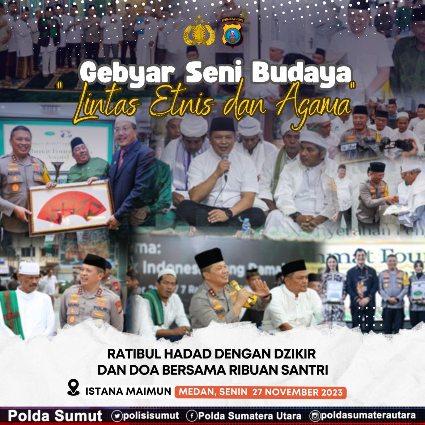 Senin, Polda Sumut Gelar Gebyar Seni Budaya Lintas Agama dan Bazar UMKM di Istana Maimun