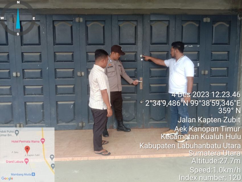 Jelang Pemilu, Personel Polsek Kualuh Hulu Perketat Pengamanan di Gudang Logistik KPU Labura