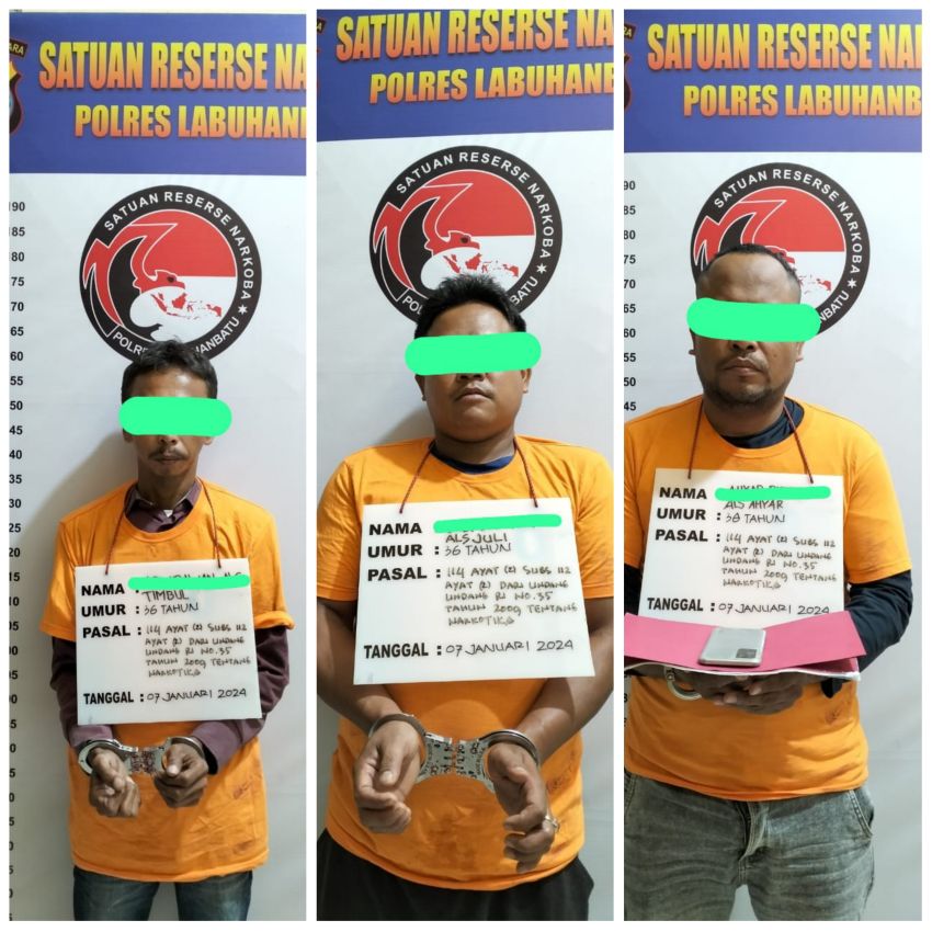 Terlibat Jaringan Peredaran Sabu, 3 Pelaku Diringkus Satres Narkoba Polres Labuhanbatu