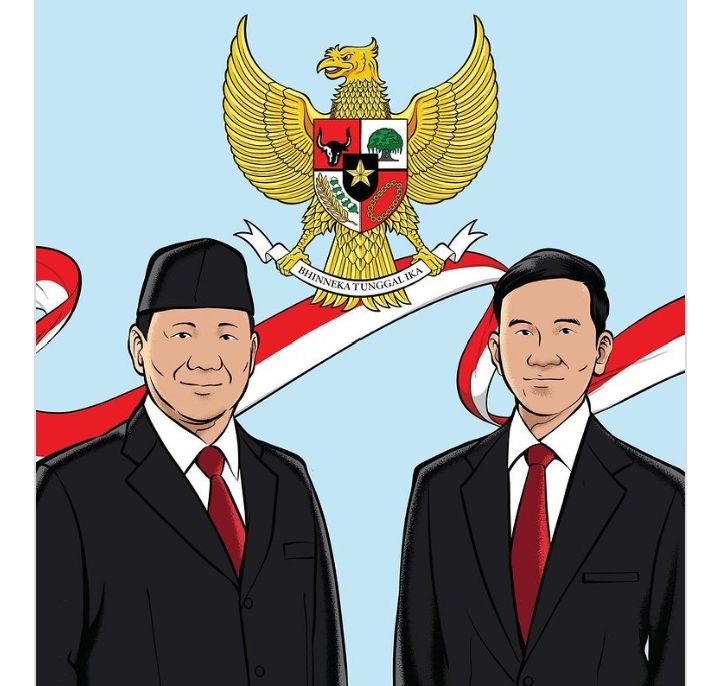 Prabowo dan Gibran Posting Poster Ilustrasi Pakai Jas saat Unggul Quick Count