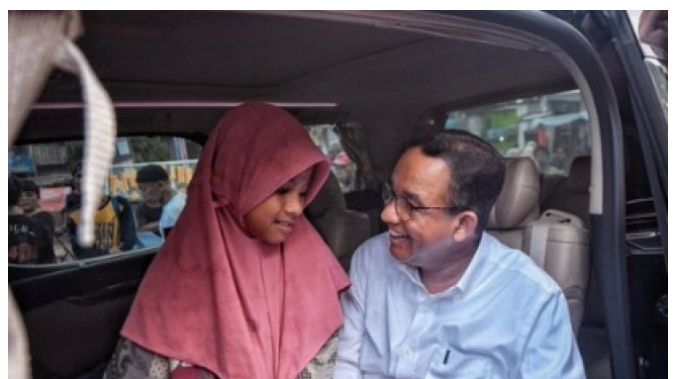 Anies Baswedan Dipertemukan dengan Natasya, Anak Perempuan yang Pernah Menciumnya di Pilkada Jakarta