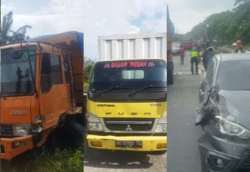 Kecelakaan Beruntun di Sergai, Truk Tabrak 3 Kendaraan, Sopir Kabur