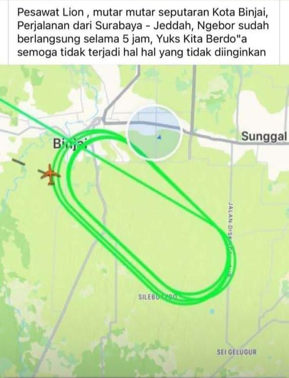 Heboh Pesawat Berputar-putar di Langit Kota Binjai, Ini Penjelasan Pihak Lion Air