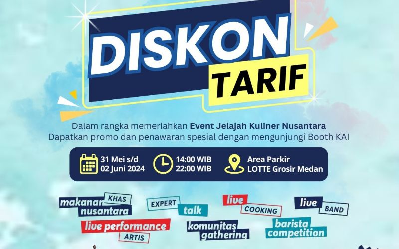 Diskon Tiket KA Sribilah Utama di Festival Jelajah Kuliner Nusantara Medan