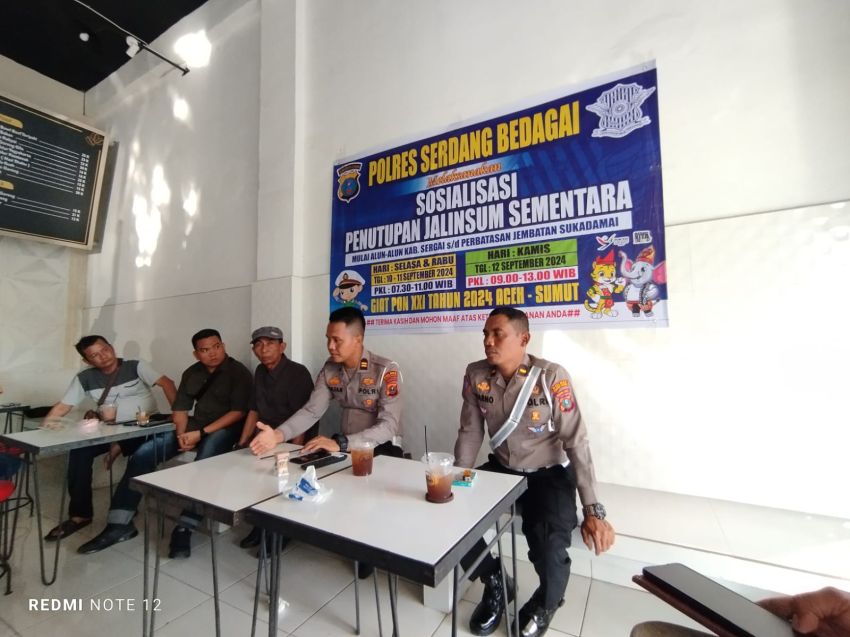 Sat Lantas Polres Sergai Sosialisasi Penutupan Jalinsum Sementara, Catat Jadwalnya!!