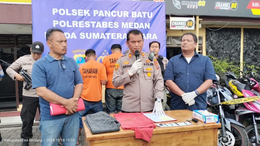 Polsek Pancur Batu Tembak Pelaku Pencurian, Puluhan Sepeda Motor Hasil Curian Diamankan dari Penampungan