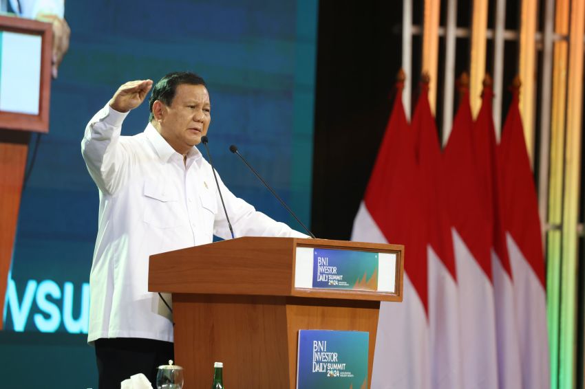 Menhan Prabowo Beri Pandangan di Acara BNI Investor Daily Summit 2024