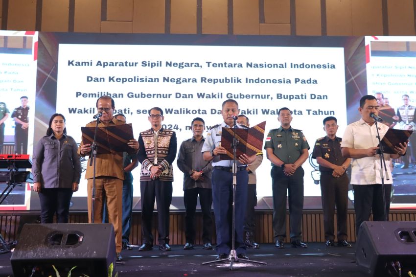 Hadiri Deklarasi Netralitas ASN, TNI dan Polri, Pj. Gubernur NTT Tegaskan Semua Aparatur Negara Wajib Menjaga Netralitas