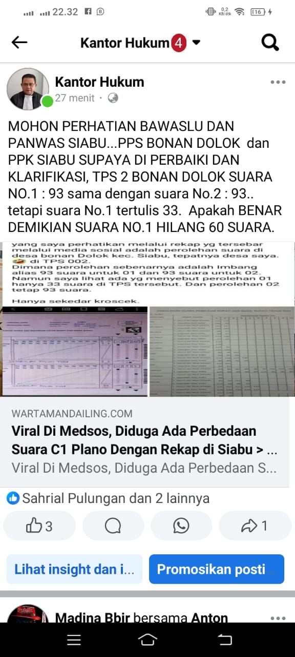 Viral Di Medsos, Diduga Ada Perbedaan Suara C1 Plano Dengan Rekapan Diduga Saksi Di Siabu