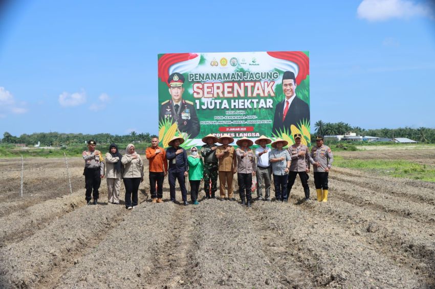 Kapolres Langsa Pimpin Program Penanaman Jagung Serentak di Desa Meurandeh