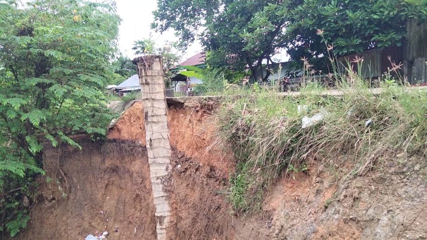 Kondisi Tanggul di Gampong Teungoh Kota Langsa Kian Mengkhawatirkan