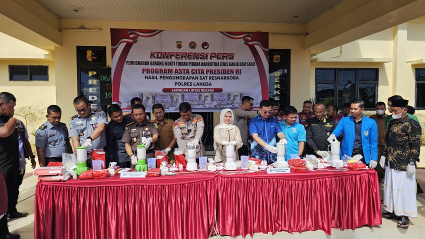 Pemusnahan 23 Kg Narkotika di Langsa, Lebih dari 121 Ribu Jiwa Selamat
